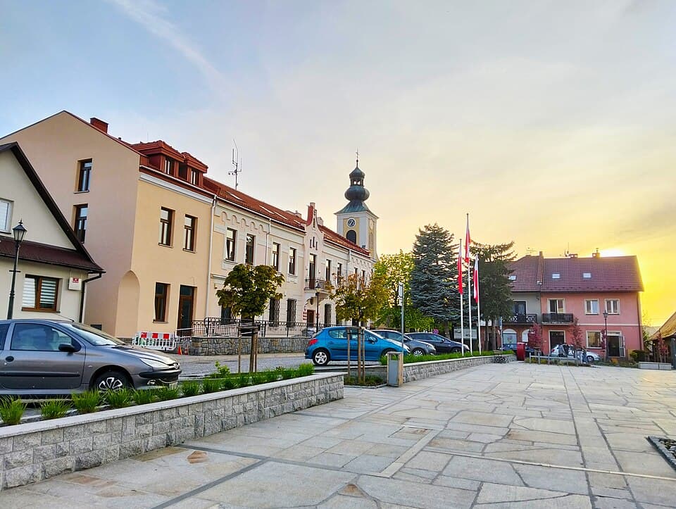 Tymbark, Poland — Rynek w Tymbarku.